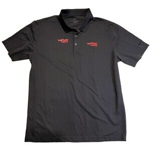 Nike Golf Polo Dri-Fit Men Large Black Verizon logo embroidered Nike logo